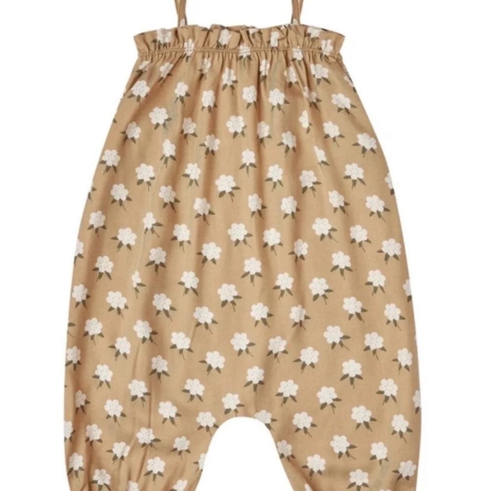 ||Rylee + Cru|| White Bubble Flora Jumpsuit || Almond